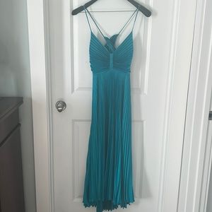 A.L.C. Gemini pleated midi dress teal blue size 6.
